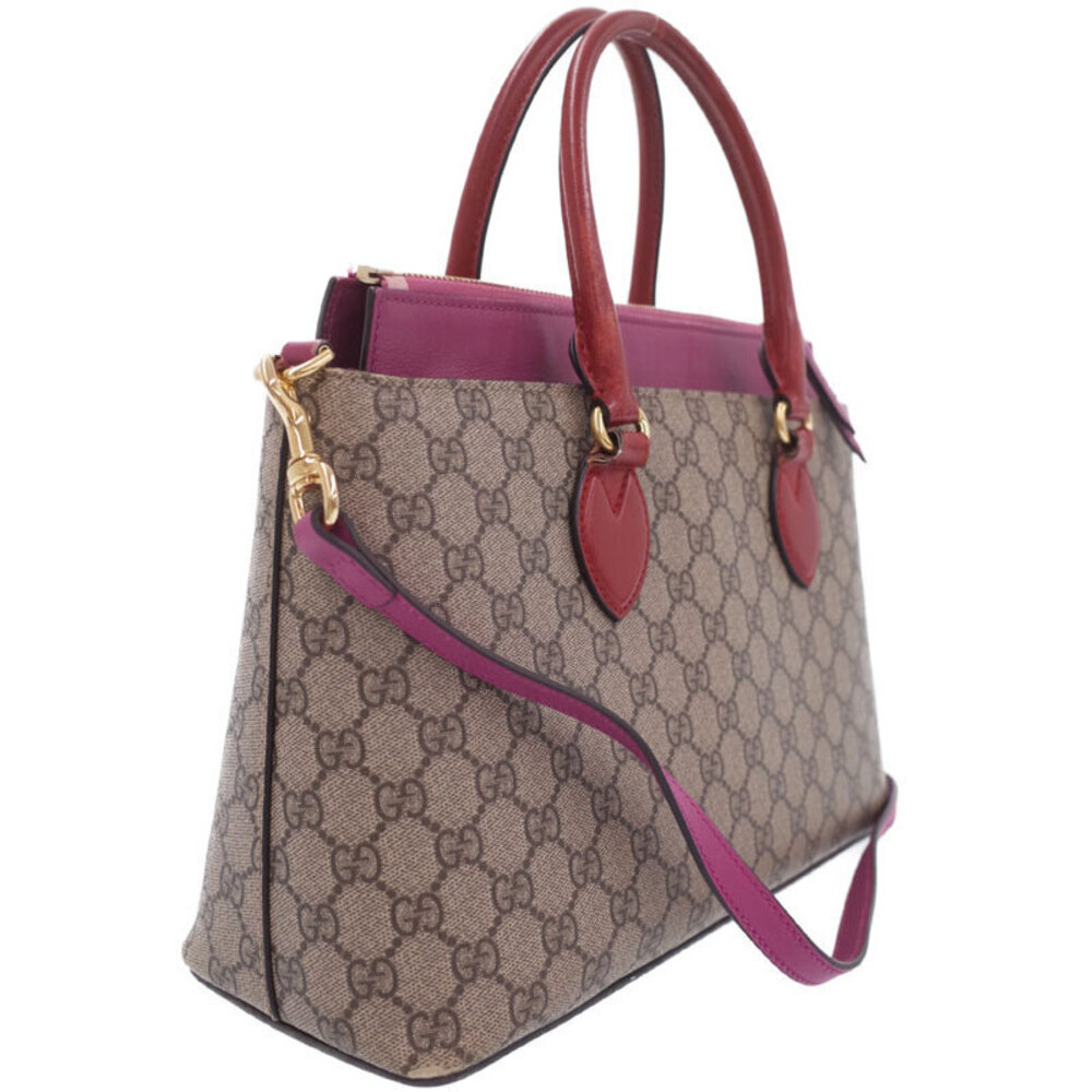 Gucci Top Calfskin Pink Supreme 2way Tote Zip Moon Monogram GG